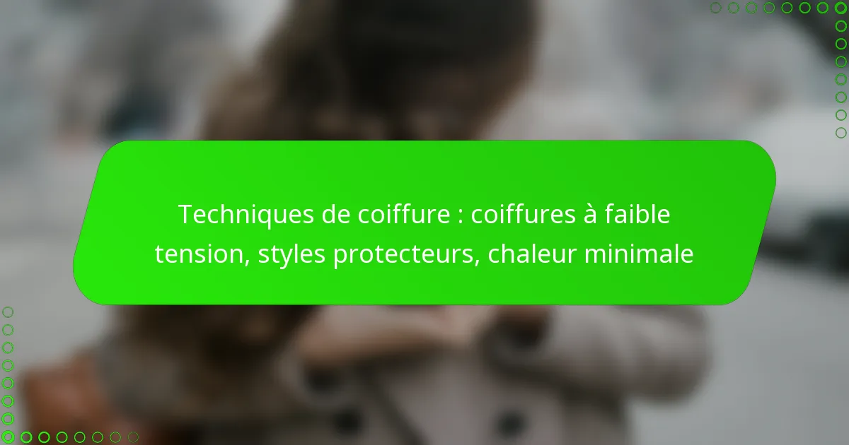 Techniques de coiffure : coiffures à faible tension, styles protecteurs, chaleur minimale