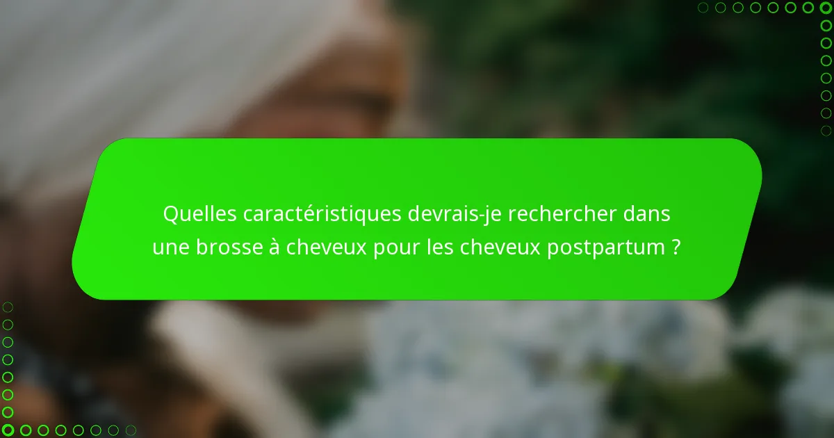 Quelles caractéristiques devrais-je rechercher dans une brosse à cheveux pour les cheveux postpartum ?